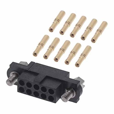 HARWIN Board Connector, 10 Contact(S), 2 Row(S), Female, 0.079 Inch Pitch, Crimp Terminal, Locking, Black M80-4611005